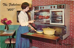 Postcard 1950s Fabulous 400 Kitchen range interior woman TP24-2457