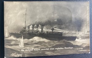 Mint Germany Picture Postcard German Naval Battle Scene