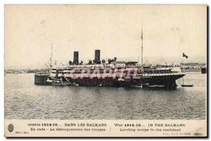 Postcard Old Army boat harbor in the Balkans in the landing troops
