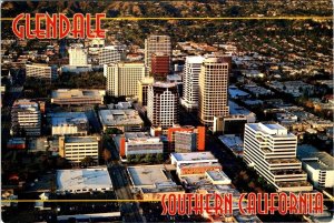 2~4X6 Postcards  Glendale, CA California  AERIAL VIEW & DOWNTOWN STREET SCENE