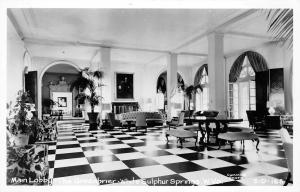 White Sulphur Springs West Virginia 1950s RPPC Photo Postcard Greenbriar Lobby