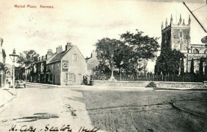 1904 Market Place Hornsea East Yorkshire Seaton Early Town Postcard Signs F94