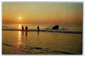 Seine Hauling Sunrise Scene Cherry Grove Beach South Carolina SC Postcard