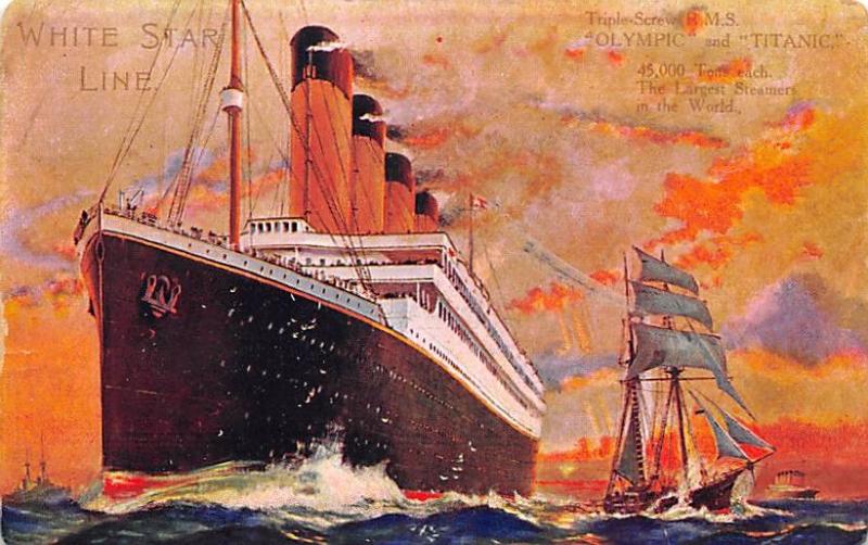 Olympic and Titanic White Star Line Postcard Post Dated Before Sinking Dec 11...