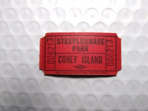 Coney Island Steeplechase Amusement Park Ticket Stub Unused 1950's New York NY