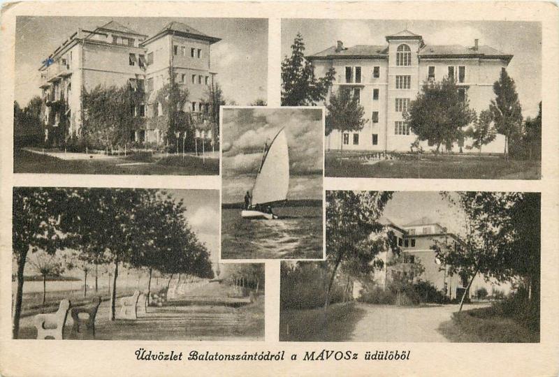 Balatonszantod Hungary 1940s multi view postcard