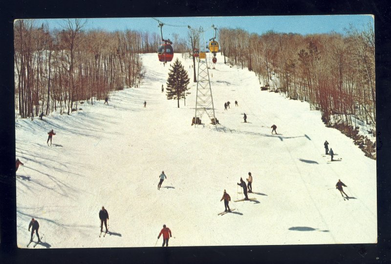 Mt Snow, Vermont/VT Postcard, Skiers & Gondolas, Green Mountain