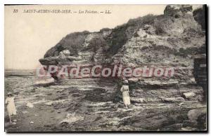 Postcard Old Saint Aubin Sur Mer Cliffs