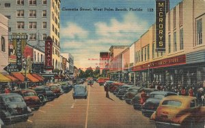 FL, West Palm Beach, Florida, Clematis Street, Business Area, Tichnor No 74495