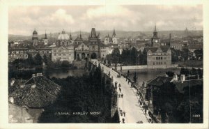 Czech Republic Prague Charles Bridge Praha Karluv Most Vintage RPPC 07.57