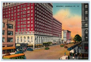 1946 Broadway Streetcar Exterior Building Louisville Kentucky Vintage Postcard 