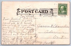 Christmas Greetings, Holly, Bells, Antique 1910 Embossed Postcard