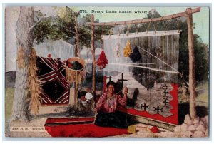 View Of Navajo Indian Women handcraft Blanket Weaver Antique Unposted Postcard