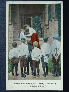 American Baseball CHILDREN Can Johnny Come With Us To Sunday Sch? c1908 Postcard