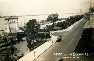 1930s RPPC Postcard; Paseo de las Colonias, Guayaquil Ecuador Waterfront