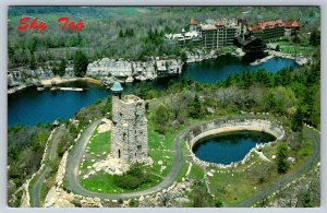 Sky Top Tower, Lake Mohonk, New Paltz New York, Vintage Aerial View Postcard NOS