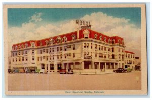 1944 Hotel Camfield Building Cars Street View Greeley Colorado CO Postcard