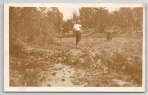 RPPC Man Ernest Wells In Field At Molalla Oregon Real Photo Postcard L24