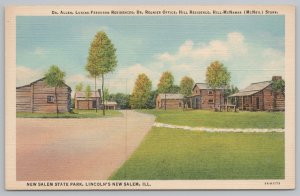 National & State Parks~Lincoln's New Salem Illinois~Village View~Linen Postcard