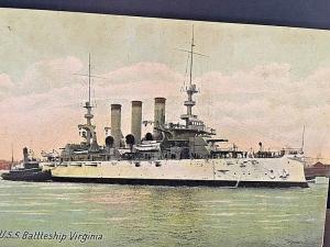 Postcard U.S.S. Battleship Virginia           X7