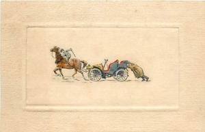 HORSE PULLING CAR-EARLY AUTO-H47019