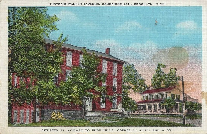 Historic Walker Taverns, Cambridge Jct., Brooklyn, Mich. Vintage Postcard