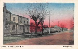 Kulpsville PA Street Scene Nomis Publisher Hand Colored Postcard