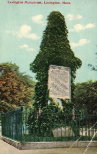 Massachusetts-MA, Historical Lexington Monument Memorial, Vintage Postcard