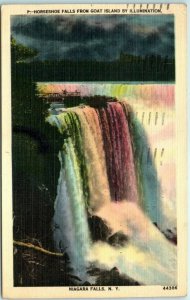 M-10740 Horseshoe Falls From Goat Island By Illumination Niagara Falls New York