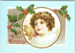 M-50933 Little Angel & Holiday Art Print Greeting Card A Happy Christmas