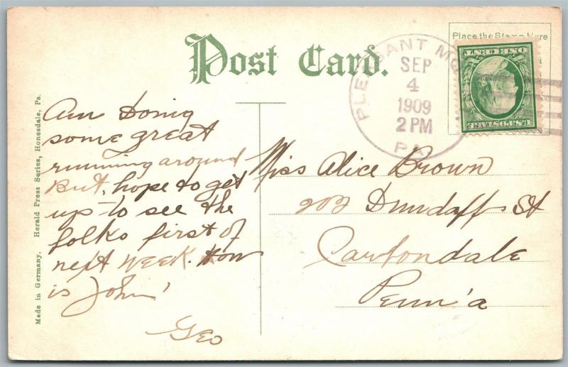 PLEASANT MOUNT PA SAMUEL MEREDITH 1909 ANTIQUE POSTCARD
