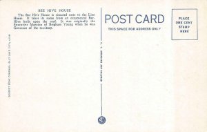 SALT LAKE CITY, UT Utah  BEE HIVE HOUSE~Brigham Young Mansion  c1940's Postcard
