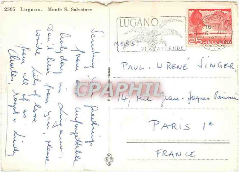 Modern Postcard Lugano Monte S Salvatore