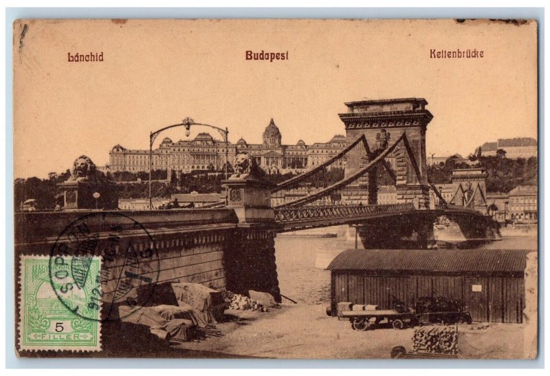 Budapest Hungary Postcard Bank Building Celtic Bridge COF c1910 Posted