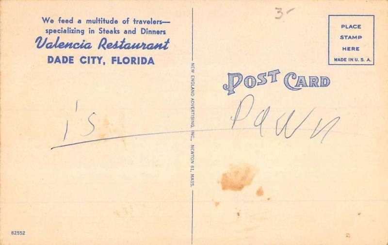 Dade City Florida Valencia Restaurant Multiview Antique Postcard K59897