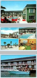 3 Postcards CLEARWATER BEACH, Florida FL ~ Roadside RED CARPET RESORT c1970s