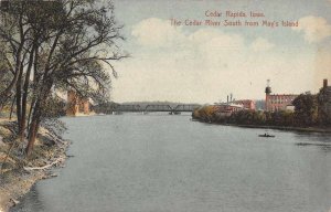 Cedar Rapids Iowa South from May's Island Vintage Postcard JF360431