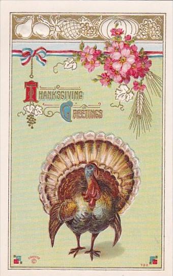 Thanksgiving Turkey With Red White and Blue Ribbon