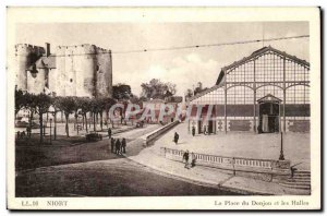 Niort Old Postcard Place the tower and the halls