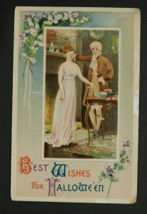 1913 Halloween Postcard Blindfolded Lady and Gentleman at Party, Lancaster, PA