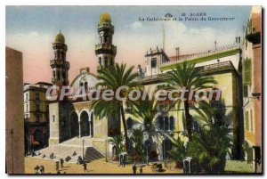 Old Postcard Alger The Cathedral and the Palais Du Gouverneur