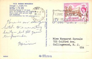 TSS Ocean Monarch Furness Line Ship Postcard