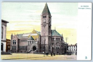 Allegheny Pennsylvania Postcard Carnegie Library Exterior c1905 Raphotype Tuck