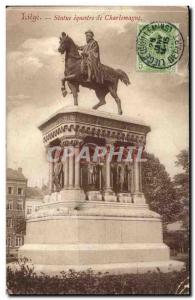 Belgium Liege Old Postcard Equestrian Statue of Charlemagne