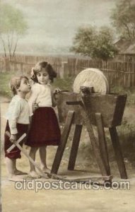 Children with Toy Writing on back writing on back with stamp