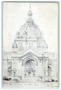 1910 The New Cathedral Exterior Roadside St. Paul Minnesota MN Posted Postcard