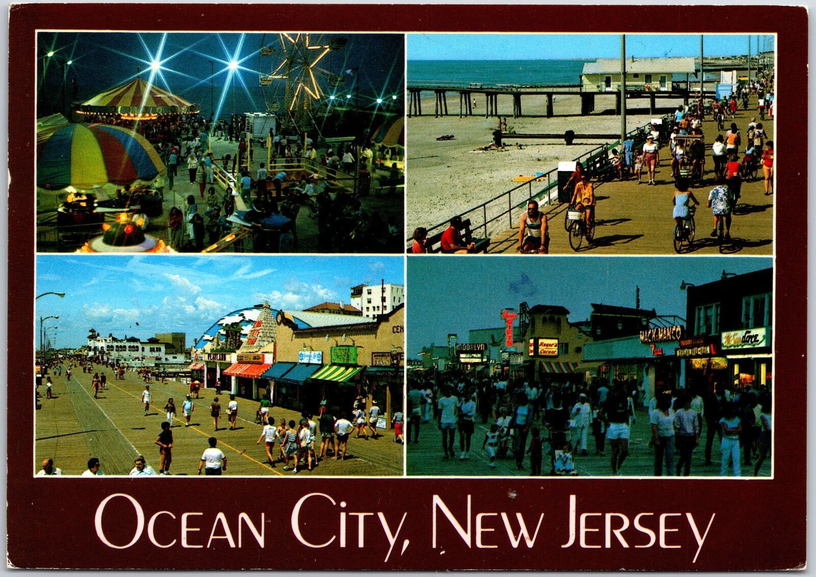 1987 Ocean City New Jersey NJ Boardwalk Ocean Night Market Store Posted Postcard United States