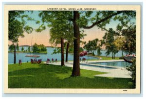 c1910's View Of Lawsonia Hotel Pool And Trees Green Lake Wisconsin WI Postcard