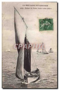 Old Postcard Brittany Picturesque Pocket full sail boat debors