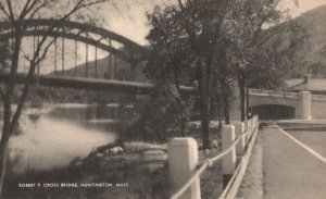 Vintage Postcard 1930's Robert P. Cross Bridge Huntington Massachusetts CHK Pub